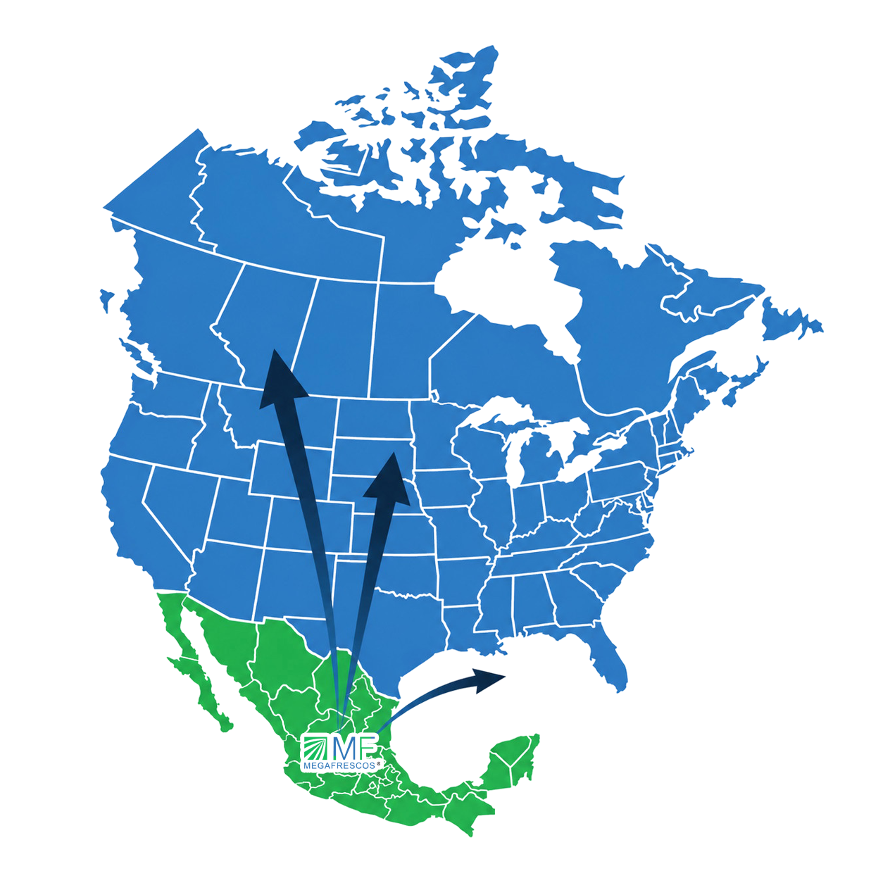 Mapa de México, Estados Unidos y Canadá