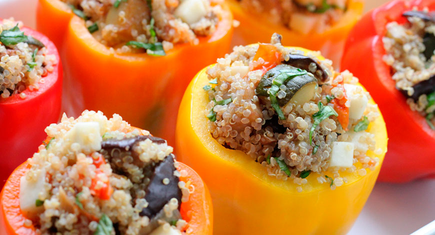Bell Peppers rellenos y cocinados